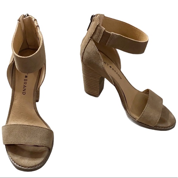 Lucky Brand Shoes - Lucky Brand taupe beige suede Lexara ankle strap sandals size 6